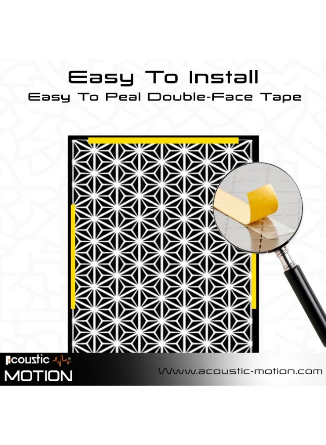 أكويستك موشان لوحات ديكور فنية جدارية خشبية من ACOUSTIC MOTION®، تصميم GEO TRRI مع شريط لاصق مزدوج الوجه، معلق على الحائط باللون الأسود الحديث للمنزل وغرفة المعيشة وغرفة النوم والمكتب والفندق، 25 × 50 × 0.5 سم، مجموعة مكونة من 4 قطع - Image 2
